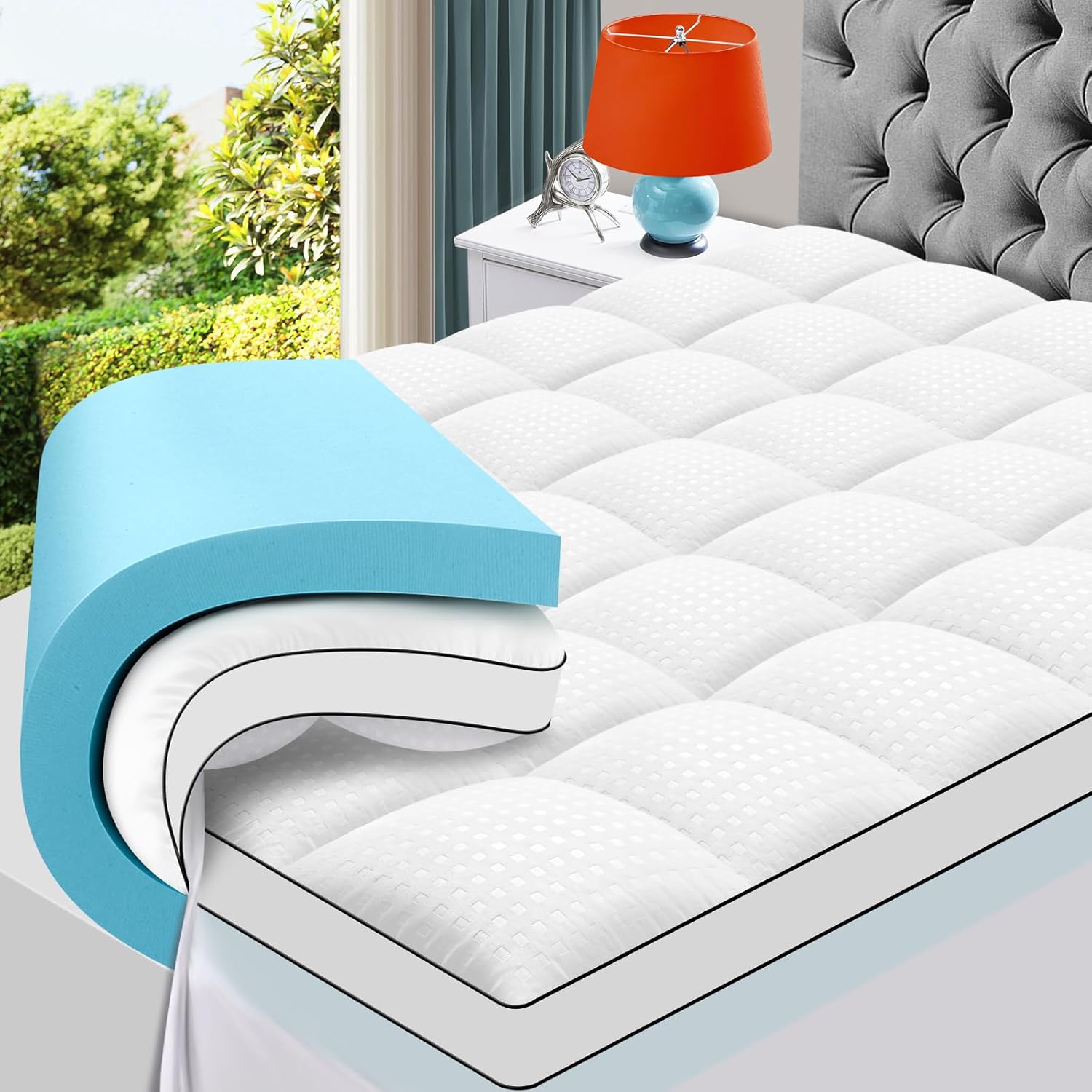 Memory foam mattress topper for improving RV bedding and sleep comfort
