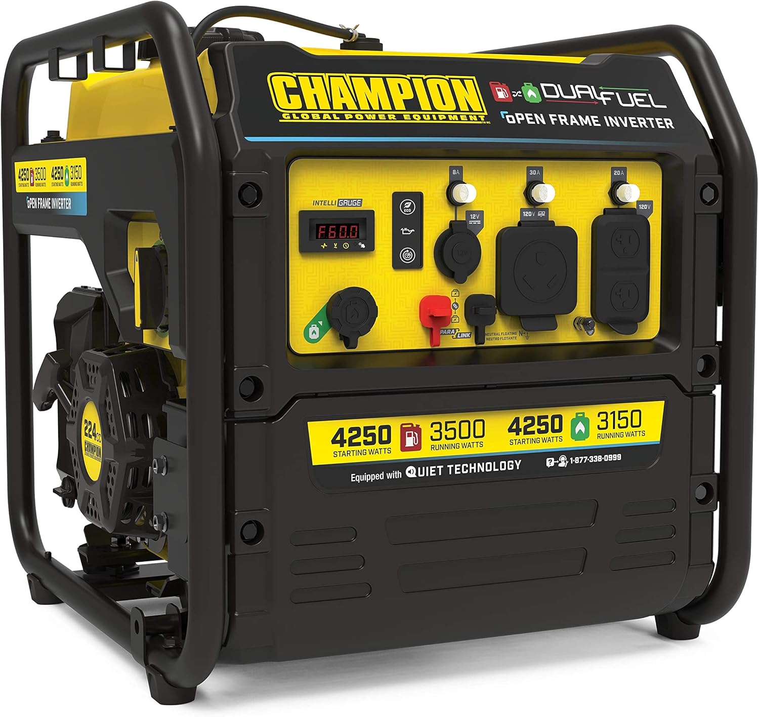 Champion Power Equipment 4250-Watt Dual Fuel RV Ready Portable Open Frame Generator
