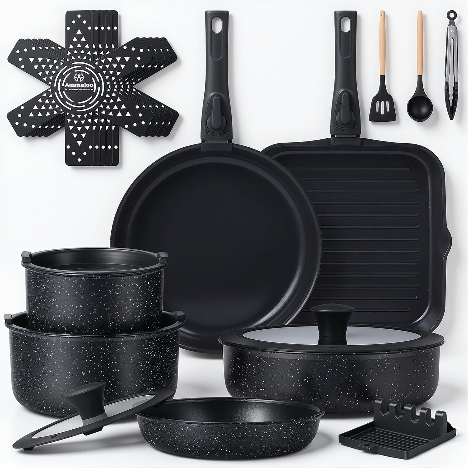 Space-saving multi-use pan set for RV cooking