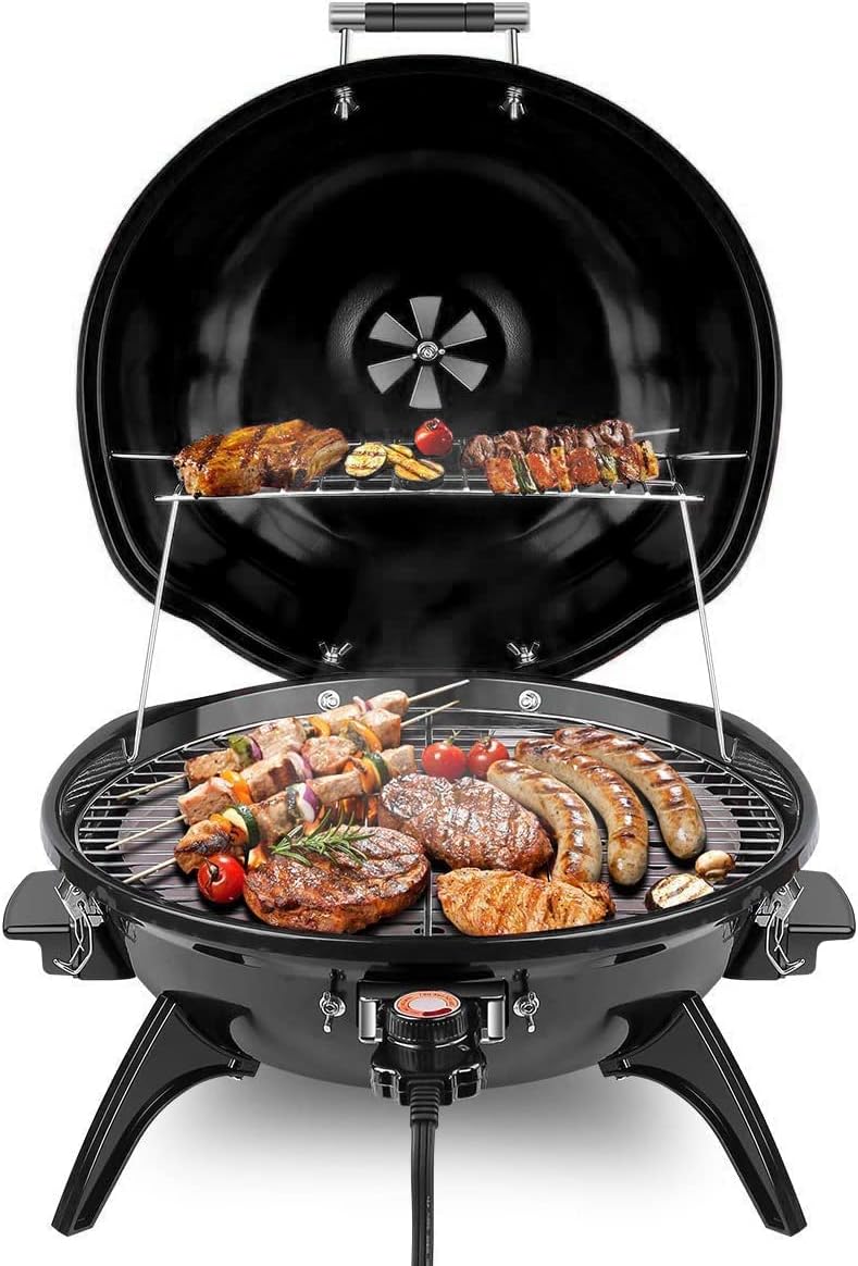 Portable electric BBQ grill for campground cooking