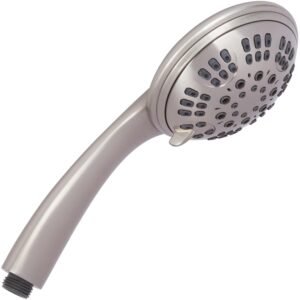 Aqua Elegante 1.8 GPM Handheld Shower Head, Brushed Nickel, Self-Cleaning Nozzles, 6 Settings, BPA Free