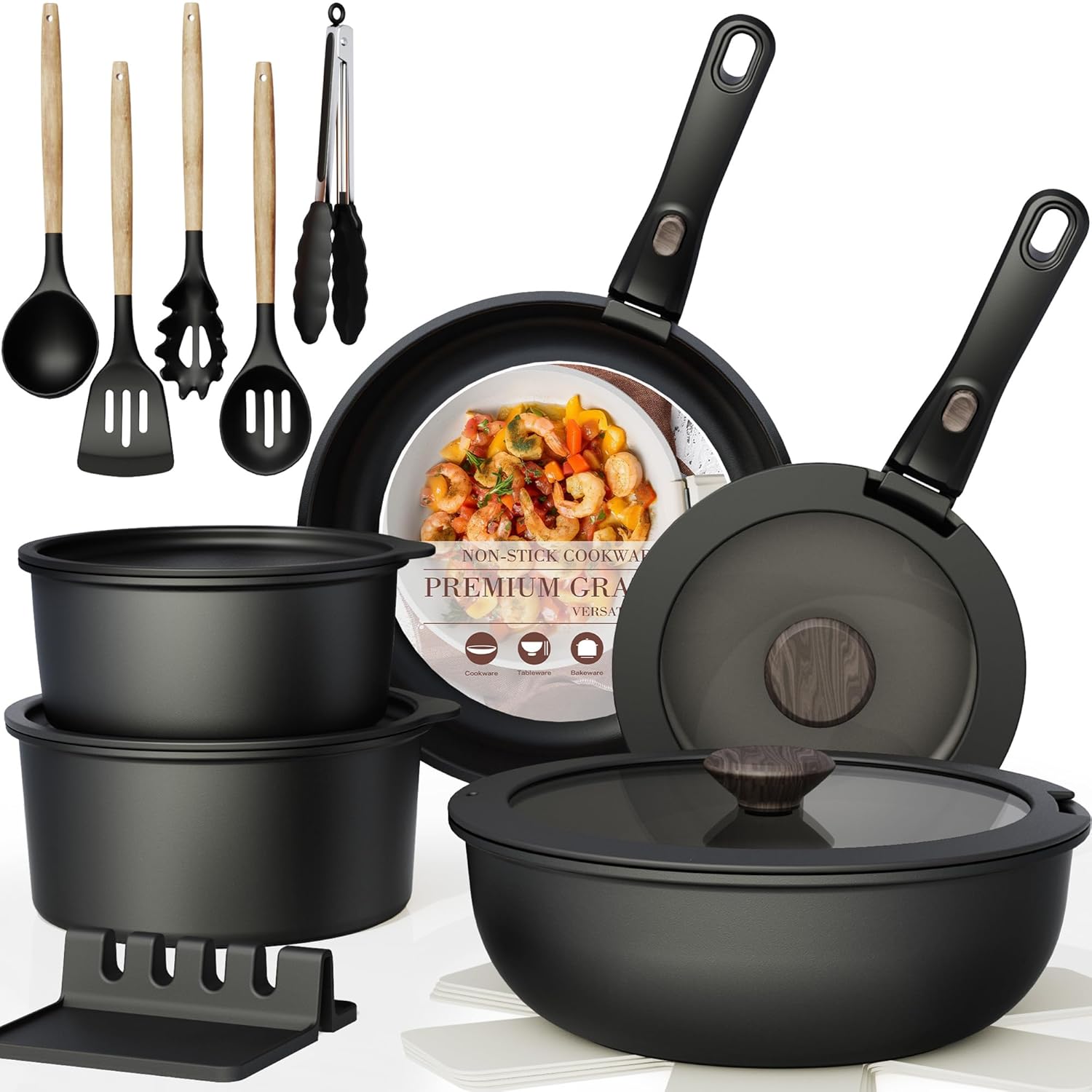 Stackable non-stick pots and pans for RV kitchens