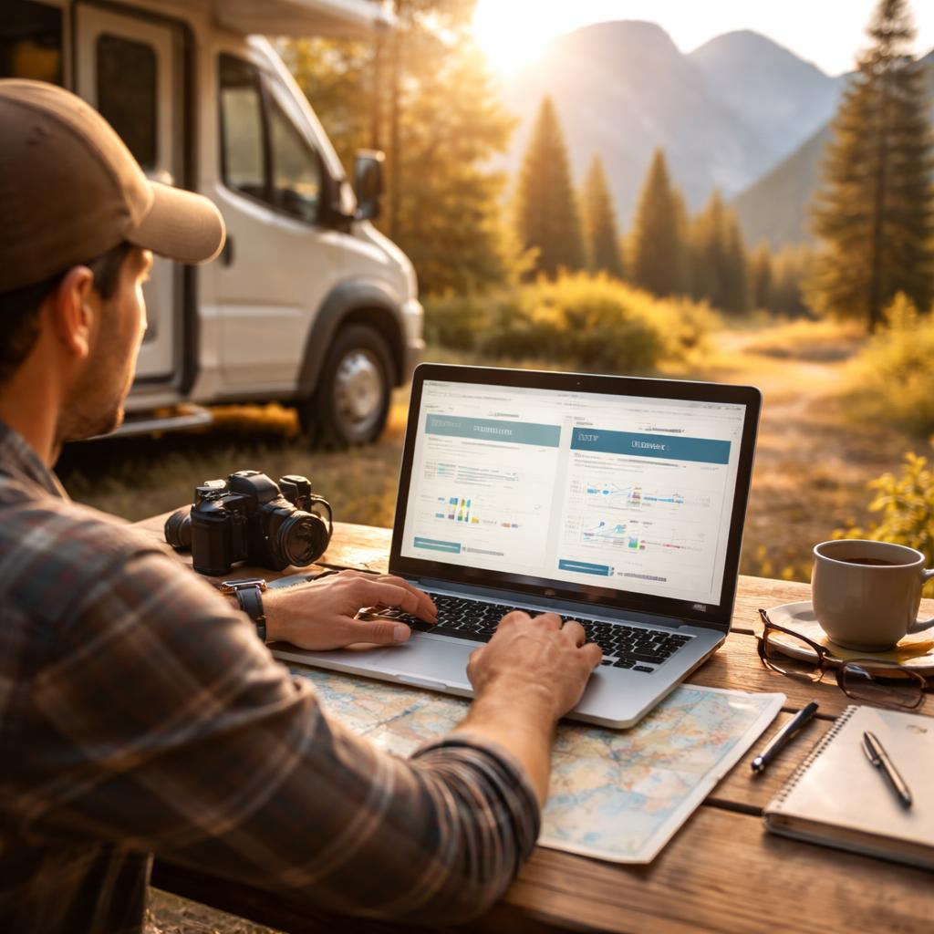 RV traveler planning a road trip in the USA